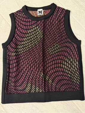 M Missoni Pink and Gold Patterned Sleeveless Knit Top